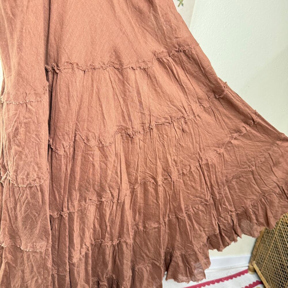 Y2k Tiered Maxi Skirt Fairy Grunge Forest Mori Kei Goblincore Coastal Cowgirl L - Picture 3 of 6